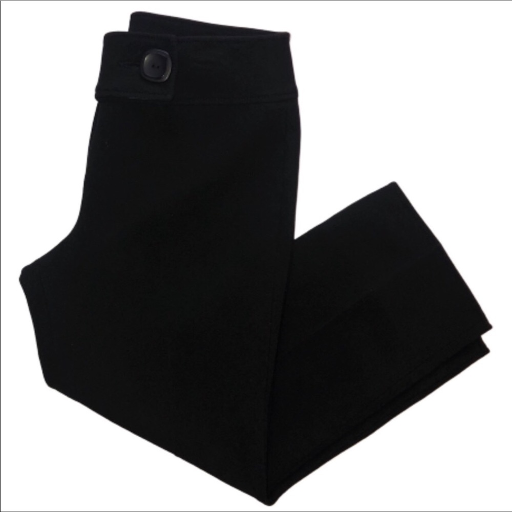 Thalian Black Knit Capris mid rise slit hem 6